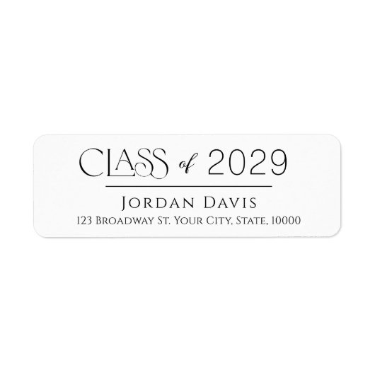 Minimal Graceful Class of 2025 Grad Rücksendeadres (Vorne)