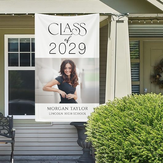 Minimal Graceful Elegance Class of 2025 Foto Grad Banner