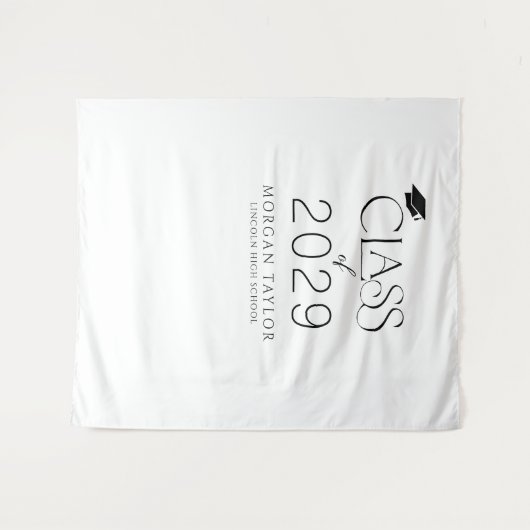 Minimal Graceful Elegance Class of 2025 Grad Party Wandteppich (Vorderseite (Horizontal))