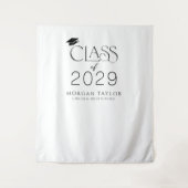 Minimal Graceful Elegance Class of 2025 Grad Party Wandteppich (Vorderseite)