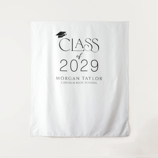 Minimal Graceful Elegance Class of 2025 Grad Party Wandteppich (Vorderseite)