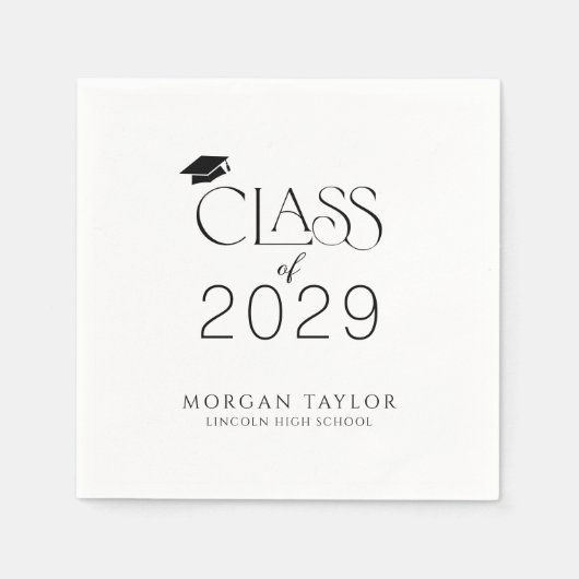 Minimal Graceful Elegance Class of 2025 Graduate Serviette (Vorderseite)