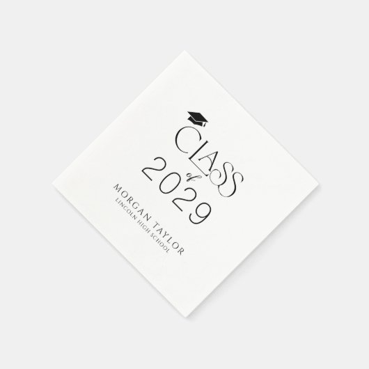 Minimal Graceful Elegance Class of 2025 Graduate Serviette (Ecke)