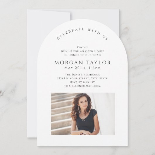 Minimal Graceful Elegance Foto Abschluss Einladung (Rückseite)