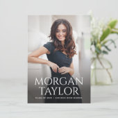 Minimal Graceful Name Foto Grad Bekanntgabe Einladung (Stehend Vorderseite)