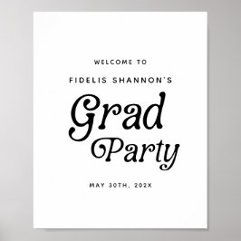 Minimal Grad Party Retro Abschluss Begrüßungszeich Poster