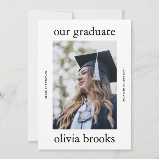 Minimal Graduation Photo Card | Custom College (Vorderseite)