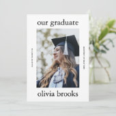 Minimal Graduation Photo Card | Custom College (Stehend Vorderseite)