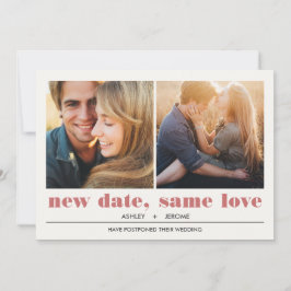 Minimal grafisch | 2 Fotos Hochzeitsaufschub Karte