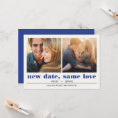 Minimal grafisch | 2 Fotos Hochzeitsaufschub Karte (Vorderseite/Rückseite Beispiel)