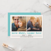 Minimal grafisch | 2 Fotos Hochzeitsaufschub Karte (Vorderseite/Rückseite Beispiel)