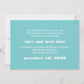 Minimal grafisch | 2 Fotos Hochzeitsaufschub Karte (Rückseite)