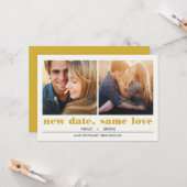 Minimal grafisch | 2 Fotos Hochzeitsaufschub Karte (Vorderseite/Rückseite Beispiel)