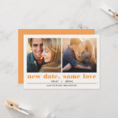 Minimal grafisch | 2 Fotos Hochzeitsaufschub Karte (Vorderseite/Rückseite Beispiel)