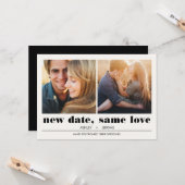 Minimal grafisch | 2 Fotos Hochzeitsaufschub Karte (Vorderseite/Rückseite Beispiel)