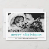 Minimal grafisch | Aqua Frohe Weihnachten Foto Karte (Vorderseite)