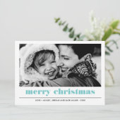 Minimal grafisch | Aqua Frohe Weihnachten Foto Karte (Stehend Vorderseite)