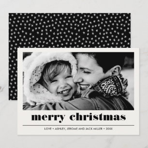 Minimal grafisch Black Merry Christmas Foto Karte