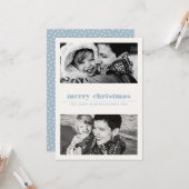 Minimal grafisch | Blauer Frohe Weihnachten 2 Foto Karte (Vorderseite/Rückseite Beispiel)