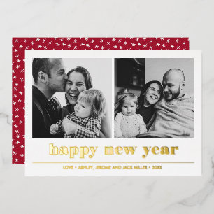 Minimal grafisch Happy new year Collage 2 Foto Folieneinladung