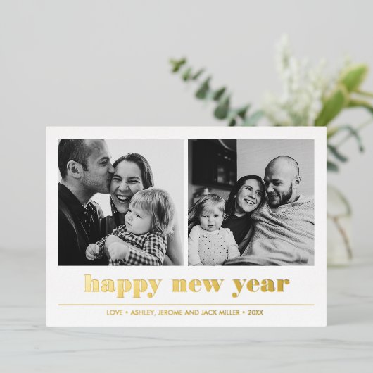 Minimal grafisch | Happy new year Collage 2 Foto Folieneinladung (Stehend vorne)