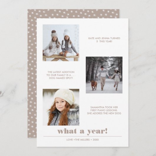 Minimal grafisch | Jahr im Überblick 3 Foto Collag Karte (Vorne/Hinten)