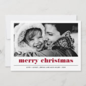 Minimal grafisch | Red Merry Christmas Foto Karte (Vorderseite)