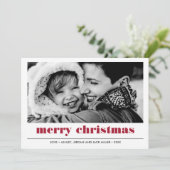 Minimal grafisch | Red Merry Christmas Foto Karte (Stehend Vorderseite)