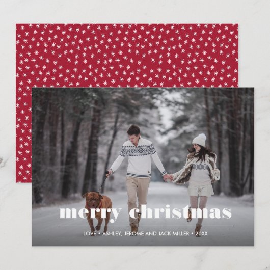 Minimal grafisch | Ruby Red Christmas Foto Karte (Vorne/Hinten)