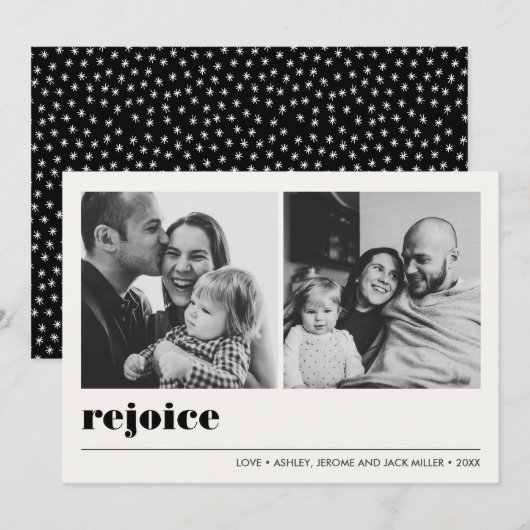 Minimal grafisch | Schwarzes Weihnachtsfest 2 Foto Karte (Vorne/Hinten)