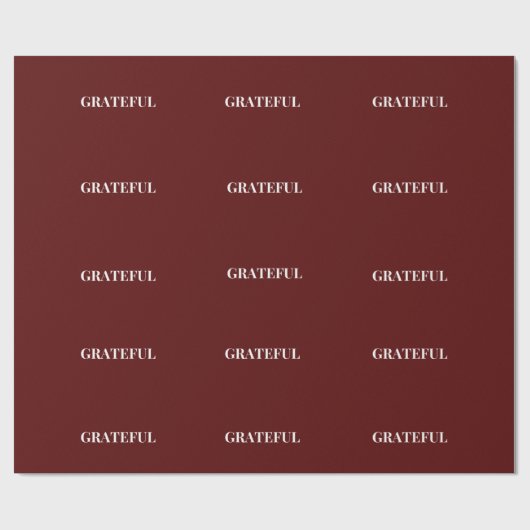 Minimal GRATEFUL | Deep Red Holiday Geschenkpapier (Flach)