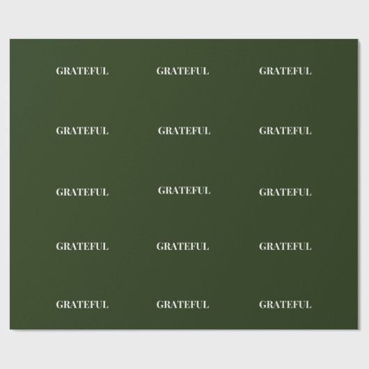 Minimal GRATEFUL | Forest Green Holiday Geschenkpapier (Flach)