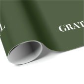 Minimal GRATEFUL | Forest Green Holiday Geschenkpapier (Rolleneckpunkt)
