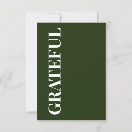 Minimal GRATEFUL | Forest Green Holiday Greeting Karte (Vorderseite)