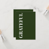 Minimal GRATEFUL | Forest Green Holiday Greeting Karte (Vorderseite/Rückseite Beispiel)