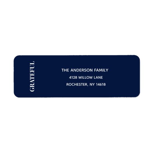 Minimal GRATEFUL | Navy Blue Address Label (Vorne)