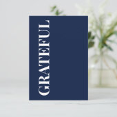 Minimal GRATEFUL | Navy Blue Holiday Greeting Karte (Stehend Vorderseite)