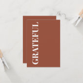Minimal GRATEFUL | Terracotta Holiday Greeting Karte (Vorderseite/Rückseite Beispiel)