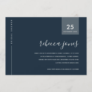 MINIMAL GRAU BLAU NAVY TYPOGRAPHY BRAUTPARTY EINLADUNG
