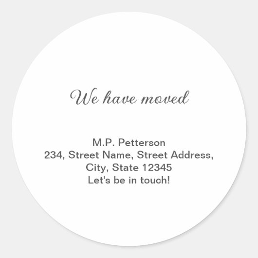 Minimal grau haben wir hinzugefügt Namen Adresse T Runder Aufkleber (Vorderseite)