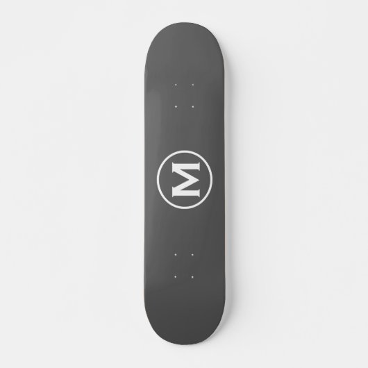 Minimal-Grau-Monogramm Skateboard (Vorne)