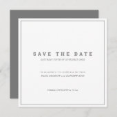 Minimal grau-weiße Hochzeit Save The Date (Vorne/Hinten)