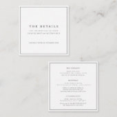 Minimal grau-weiße Hochzeitsdetails Begleitkarte (Vorne/Hinten)