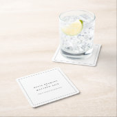 Minimal grau-weiße Kontur Hochzeit Rechteckiger Pappuntersetzer (Vor Ort)