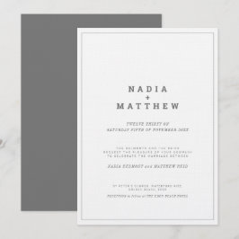 Minimal grau weißer Text Hochzeit Einladung
