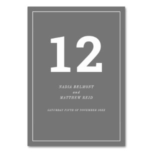 Minimal grau weißer Text Hochzeit oder Veranstaltu Tischnummer