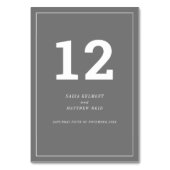 Minimal grau weißer Text Hochzeit oder Veranstaltu Tischnummer (Rückseite)