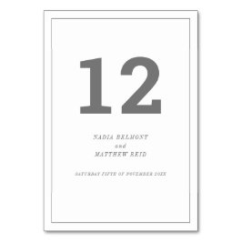 Minimal grau weißer Text Hochzeit oder Veranstaltu Tischnummer