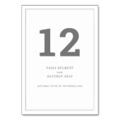 Minimal grau weißer Text Hochzeit oder Veranstaltu Tischnummer (Vorderseite)