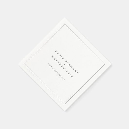 Minimal grau weißer Text Hochzeit Serviette (Ecke)
